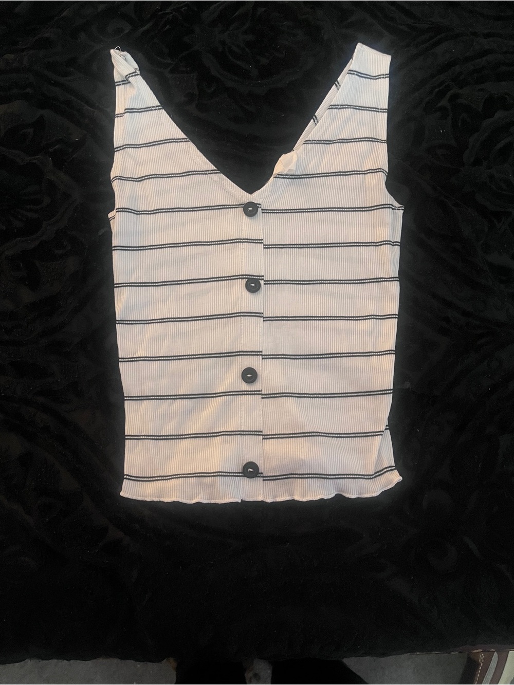 Striped Button Crop Top in